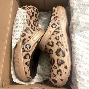 Cheetah Print Fuzzy Crocs